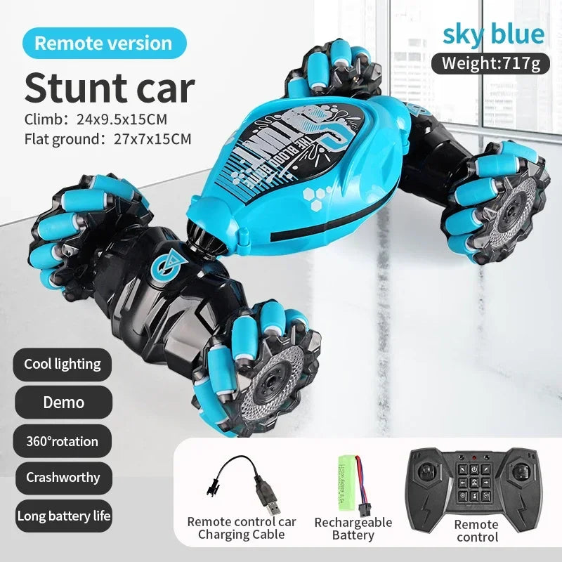 4WD 1:16 Stunt RC Car with LED Light GestureInfrared Induction Twist Climbing Radio Controlled Car Childrens Day Toy for Boy