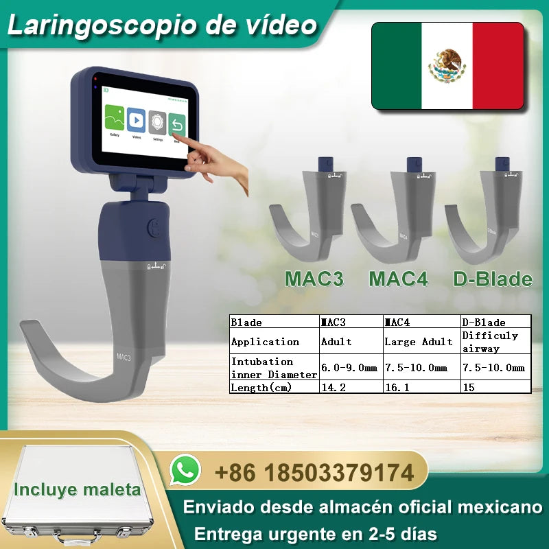 Core-Ray HD Touch Screen Anesthesia Video Laryngoscope With Six Blade Options