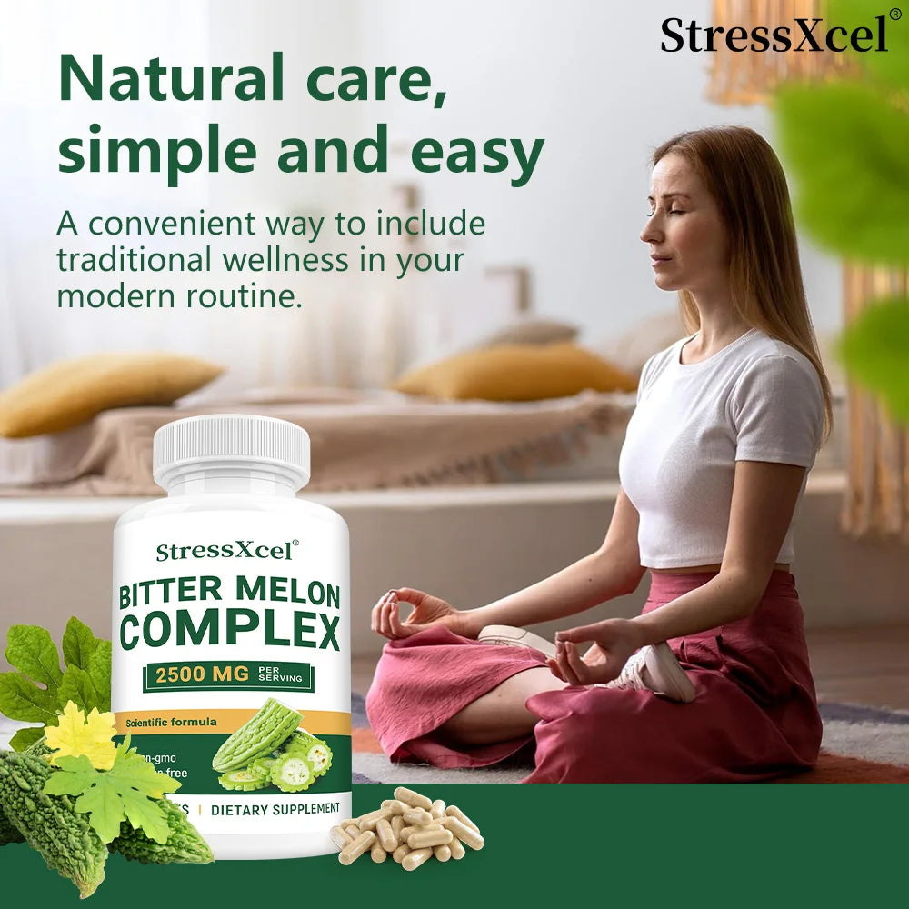 Bitter Melon Extract 2500mg Capsules, Supports Blood Sugar Balance, Metabolism, Digestion, Metabolism, Skin Health & Detox