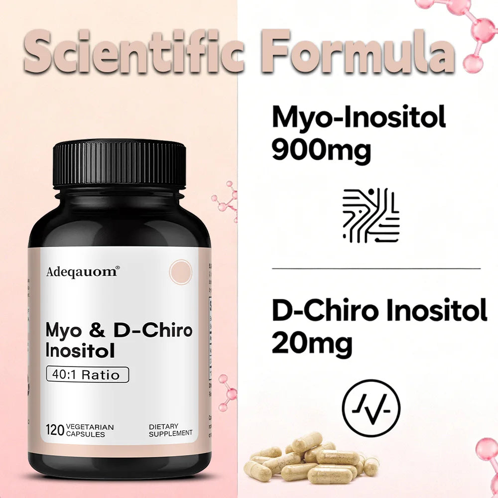 Myo-Inositol & D-Chiro Inositol Capsules - Supports Women’s Hormone Balance, Ovarian Health, Fertility & Cycle Wellness