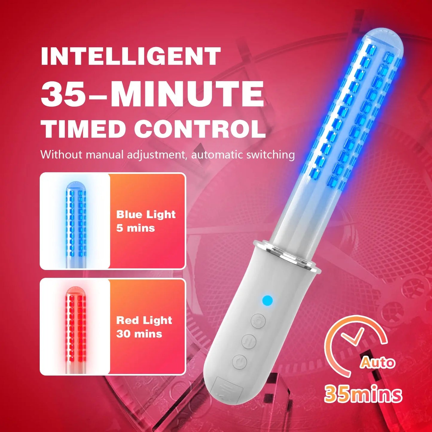 Vaginal Hygiene Care Wand 136 Light Diode Red&Blue Light TherapyDevice for Vaginitis&Incontinence IPX5 Waterproo Female Vaginal Health Device Intimate Red&Blue Light Device Reduces Inflammation&Promotes Women's Health PH Bala