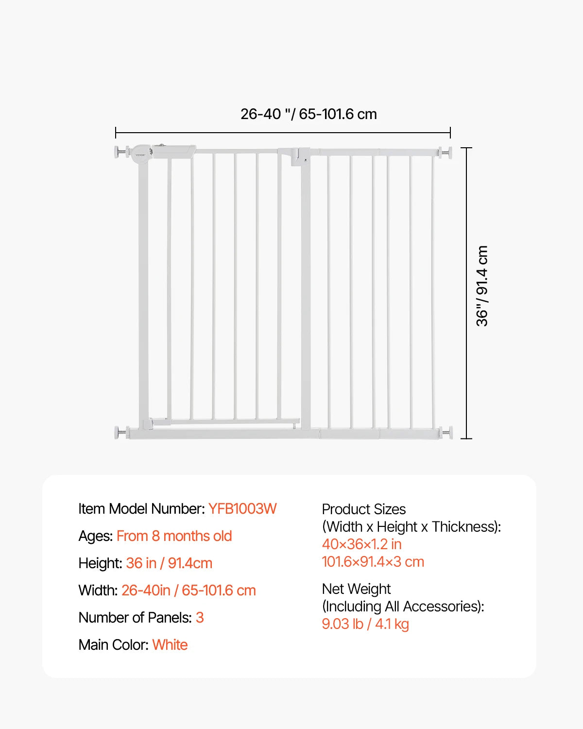 SucceBuy Baby Gate Walk Through Pressure Mount For Doorways