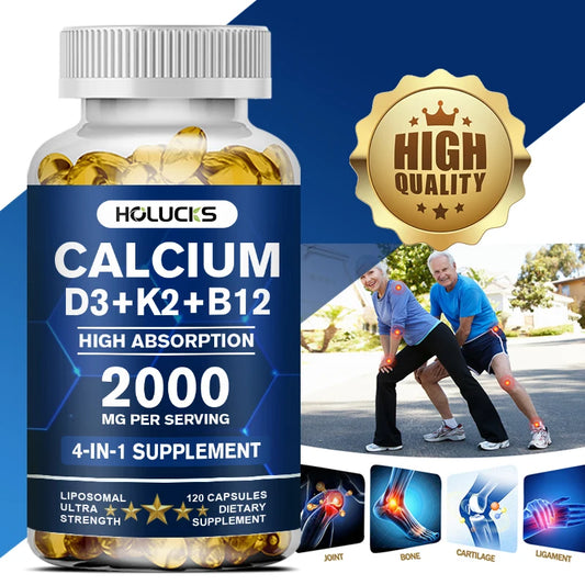 Calcium Supplements, with Vitamin D3 K2, Strong Bone Teeth Joints, Support Heart & Brain Health, for Immune System