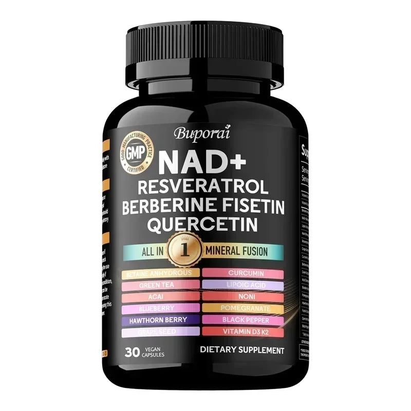 NAD+ Resveratrol Berberine - Contains Liposomal NAD+, Trans-resveratrol, Supports Healthy Aging, Cellular Health & Endurance