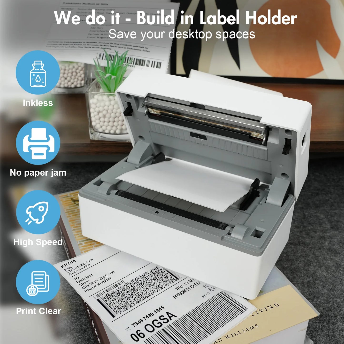 TakeYou Thermal Label Printer Portable No Ink Required Bluetooth USB
