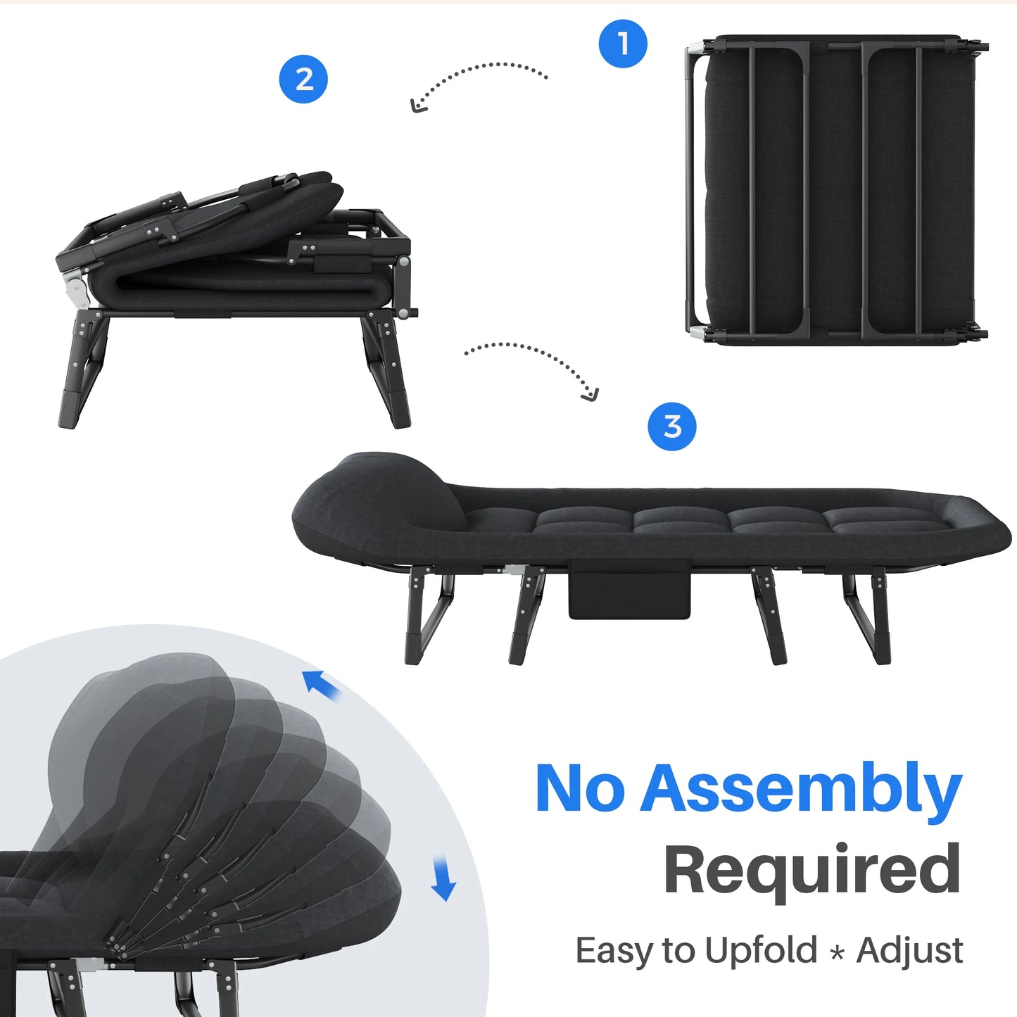 JHK Folding Camping Bed With Mattress And Carry Bag
