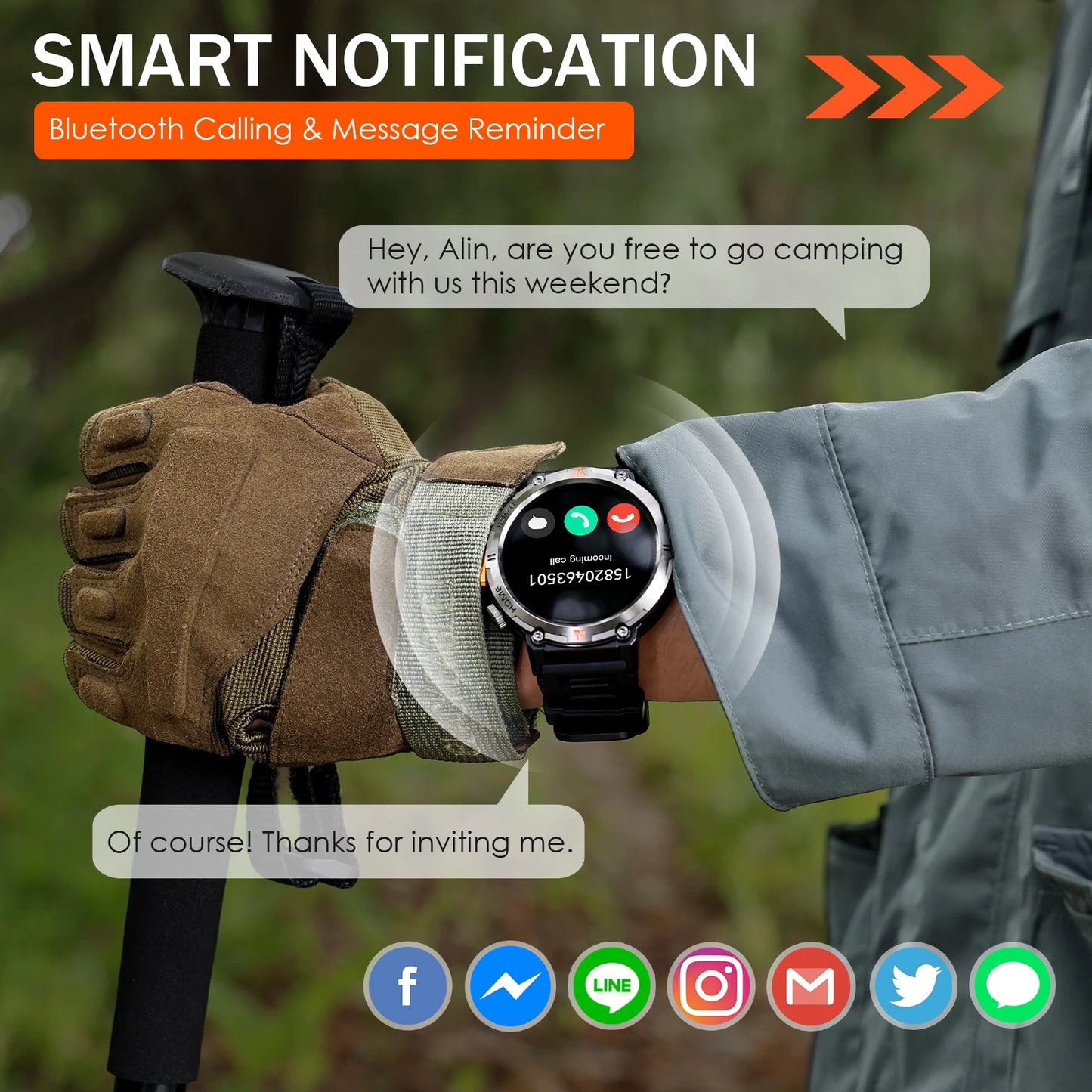 EIGIIS KE3 Bluetooth Call Smartwatch For Men With Touch Screen