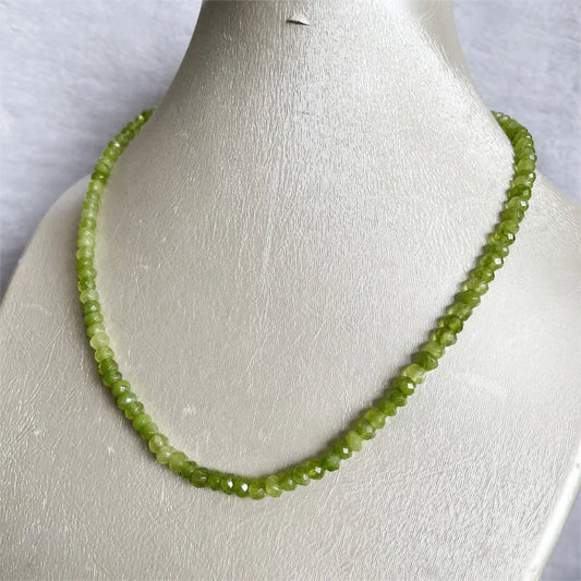 4*6MM Faceted Peridot Necklace Power Olivine Natural Stone Jewelry Dance Health Care Gemstone Protection Healing Yoga Customize