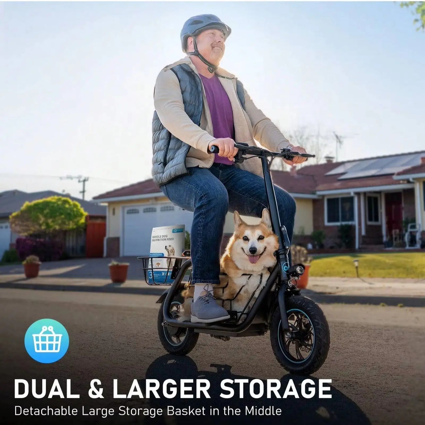 Gyroor Electric Scooter With Basket For Pets 20 Mile Range
