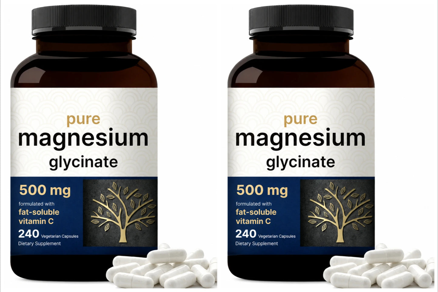 Pure Magnesium Glycinate 500mg Capsules with Vitamin C Supports Relaxation Muscle Nerve Health Bone Support 240 Capsules