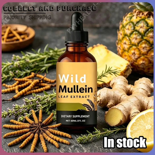 Mullein Drops with Ginger & Lemon for Lung Cleanse and Detox Mullein Leaf Extract for Respiratory Lung Health Detox 60ml