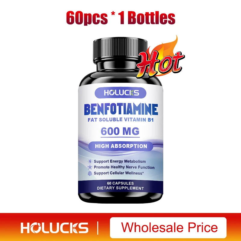 Benfotiamine Capsules, Help Maintain Healthy Glucose Metabolism, Support Nerve Health, Cellular Protection, Antioxidant Defense