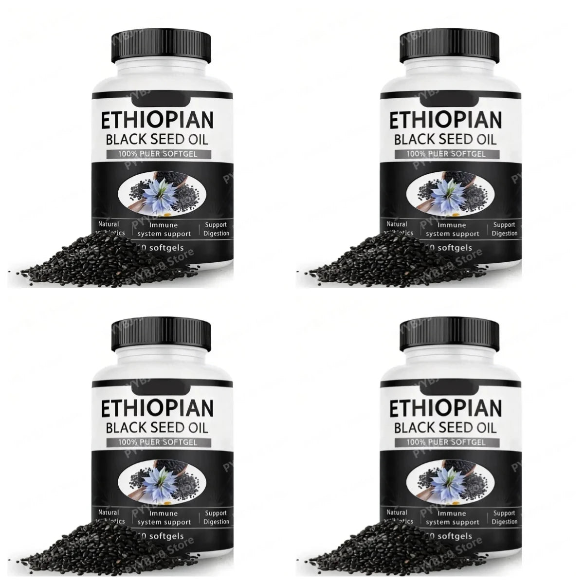 Ethiopian Black Seed Oil Softgels 60 Count 100% Natural Gluten Free Non GMO Antioxidant Immune Digestive Daily Health Supplement