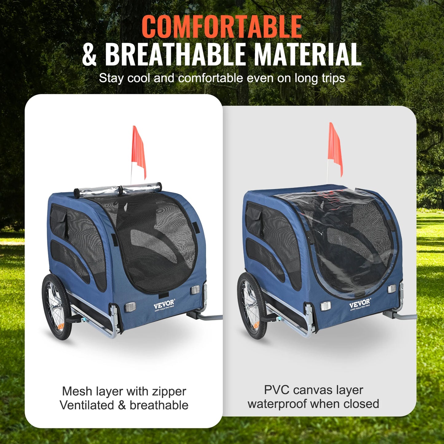 Pet Cart Bicycle Carrier Dog Bike Trailer With Reflectors Collapsible