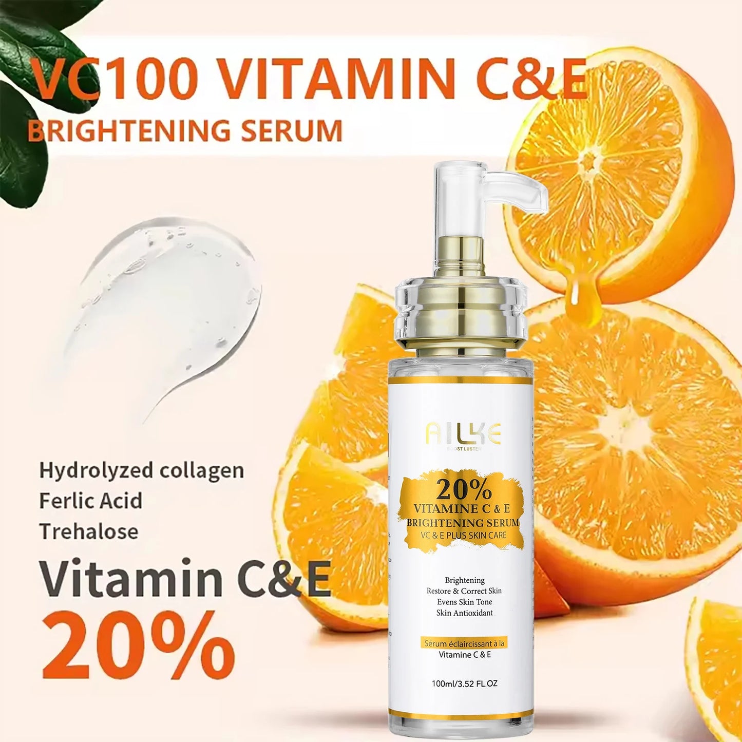 AILKE Vitamin C and E Brightening Serum Reduces Dark Spots