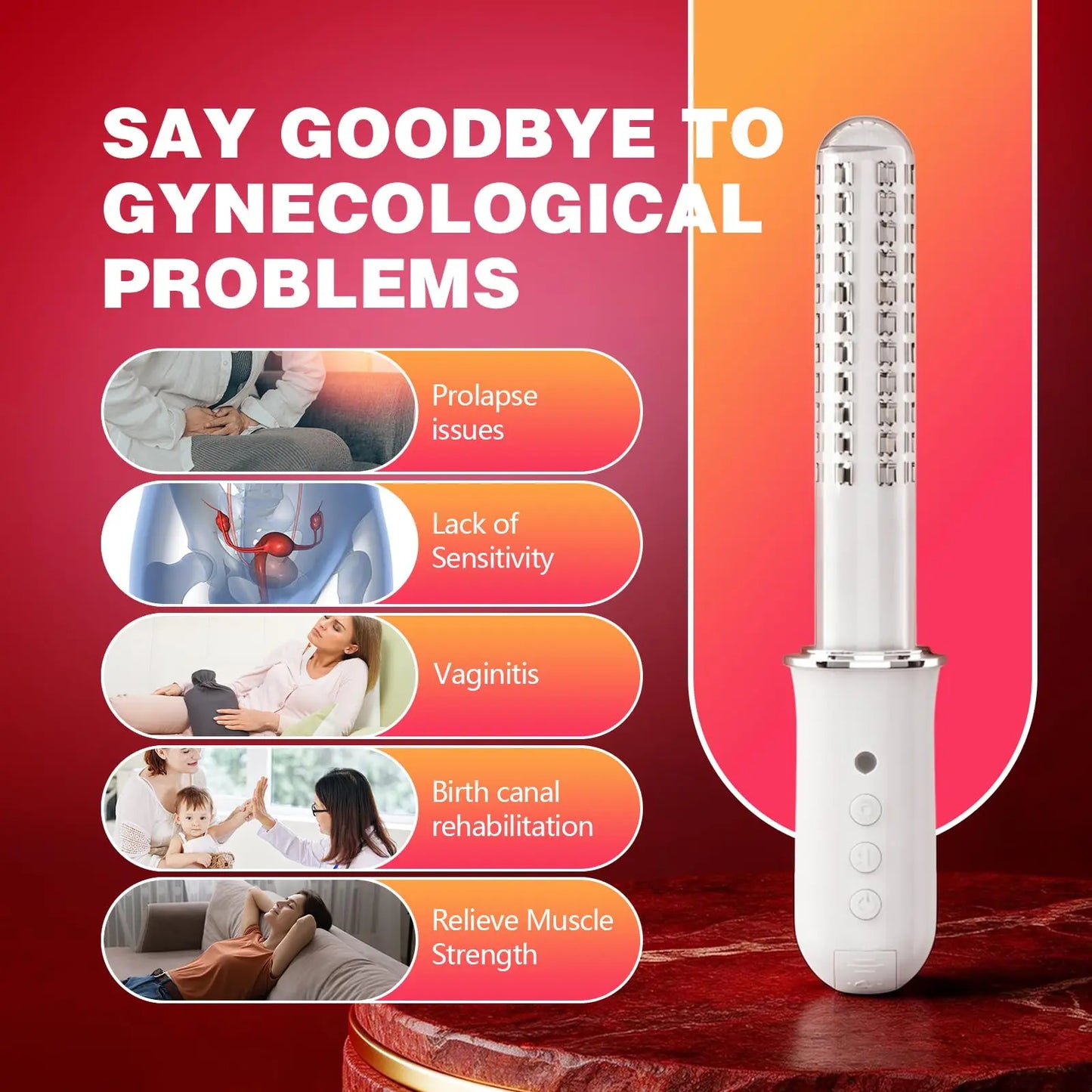 Vaginal Hygiene Care Wand 136 Light Diode Red&Blue Light TherapyDevice for Vaginitis&Incontinence IPX5 Waterproo Female Vaginal Health Device Intimate Red&Blue Light Device Reduces Inflammation&Promotes Women's Health PH Bala
