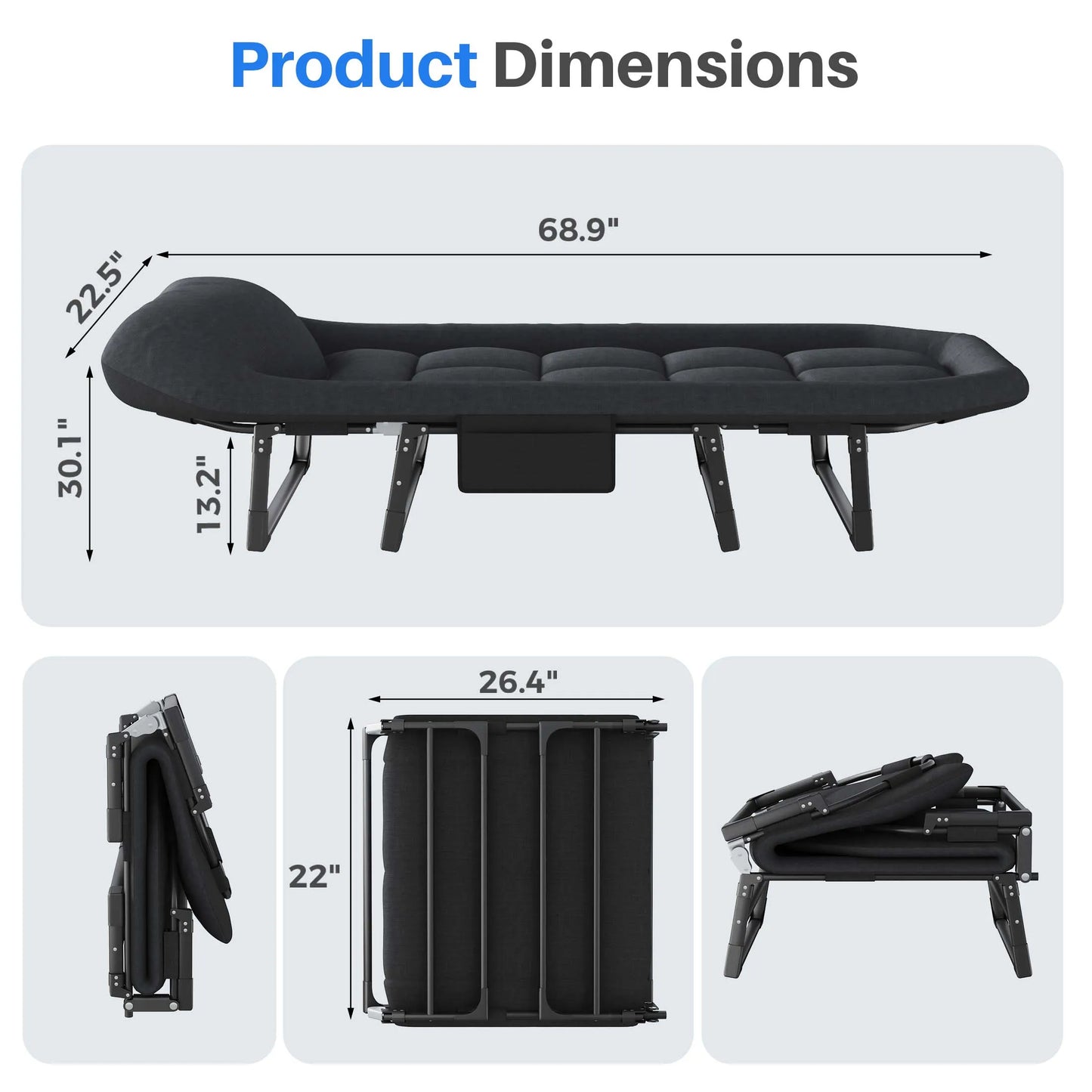 JHK Folding Camping Bed With Mattress And Carry Bag