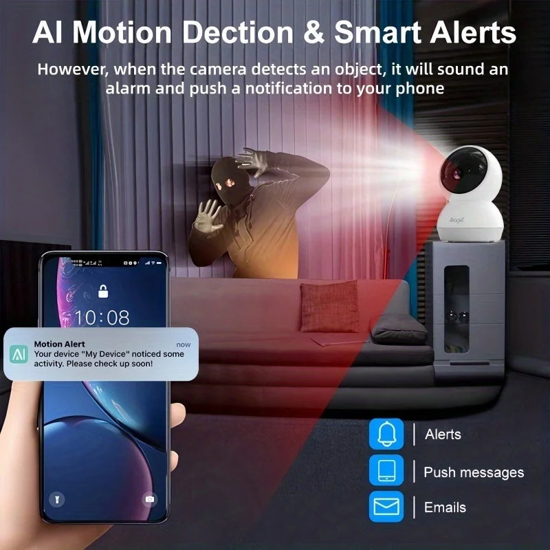 ALAGA 3K Pet Camera With App AI Detection 360 Pan Tilt 5G WiFi 2 Way Audio