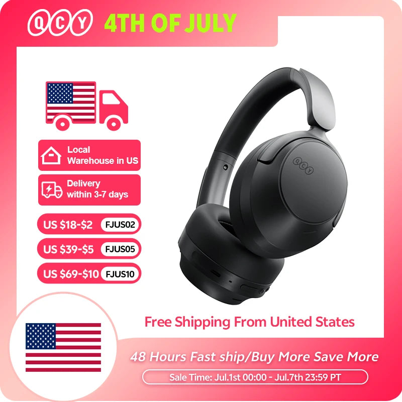 QCY H3S Over Ear Wireless Headphones HiRes LDAC Spatial Sound