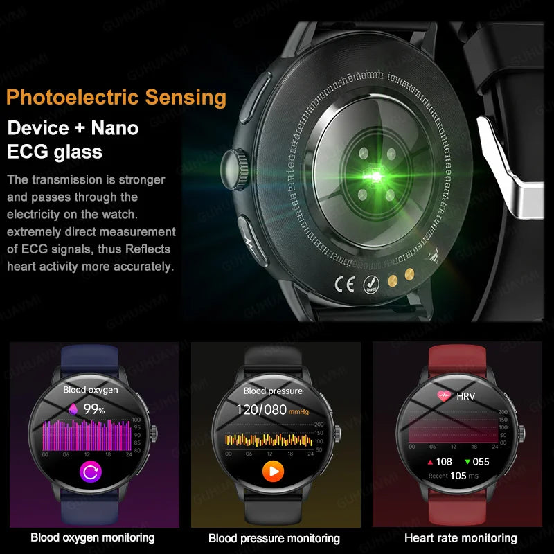 New AI-GPT Health Smart Watch AMOLED ECG Bluetooth Call Uric Acid Blood Lipids One-Click Micro Examination Men Women Smart Watch