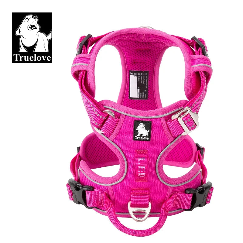 TRUELOVE Reflective Nylon Dog Harness No Pull Adjustable All Breeds