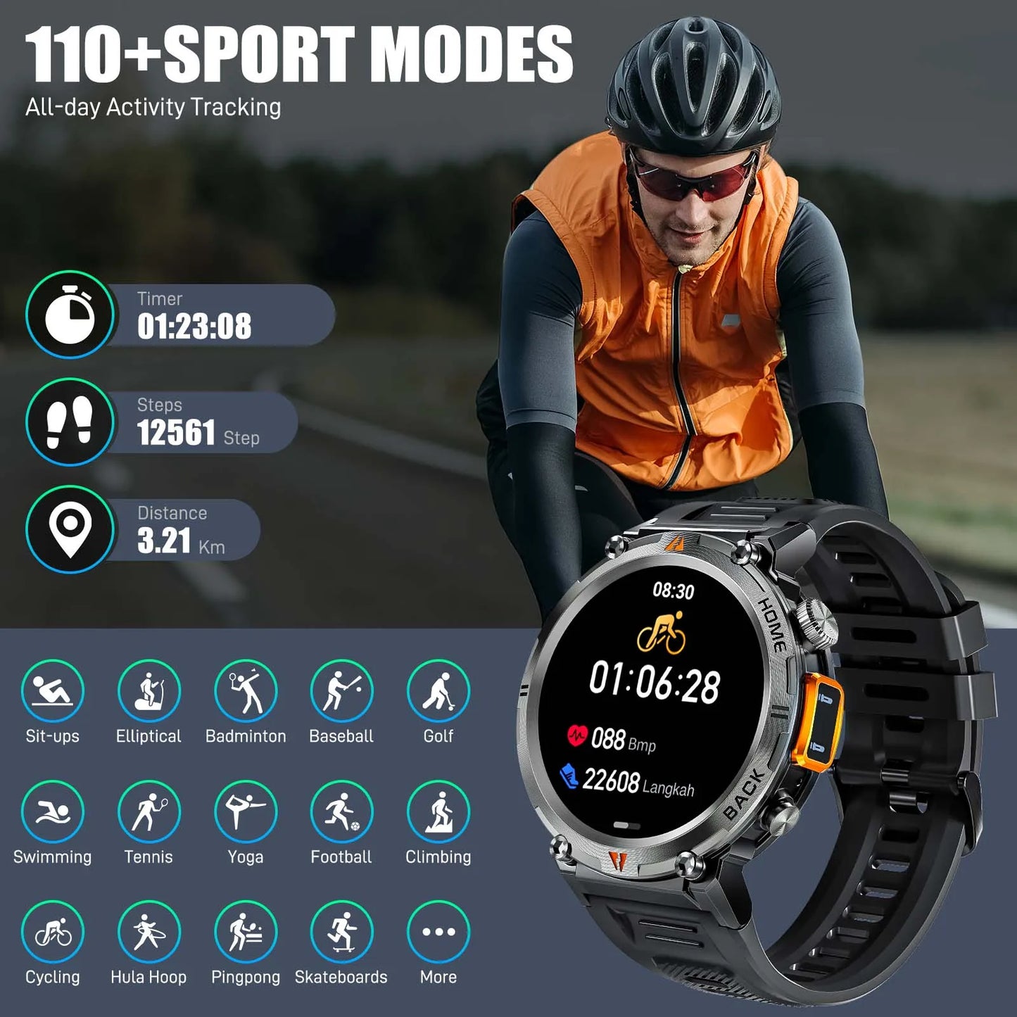 EIGIIS KE3 Bluetooth Call Smartwatch For Men With Touch Screen