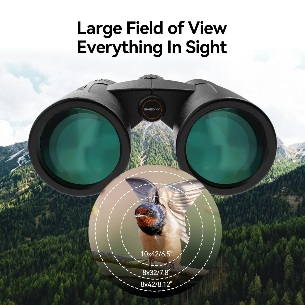 Svbony SV202 Upgraded ED Binoculars Wide Field IPX7 Waterproof Fogproof