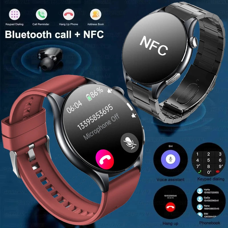 New Smart Watch for Men 1.43 inch Amoeld Screen Physical Examination Blood oxygen Pressure Fat Call Health ECG+PPG Smartwatch