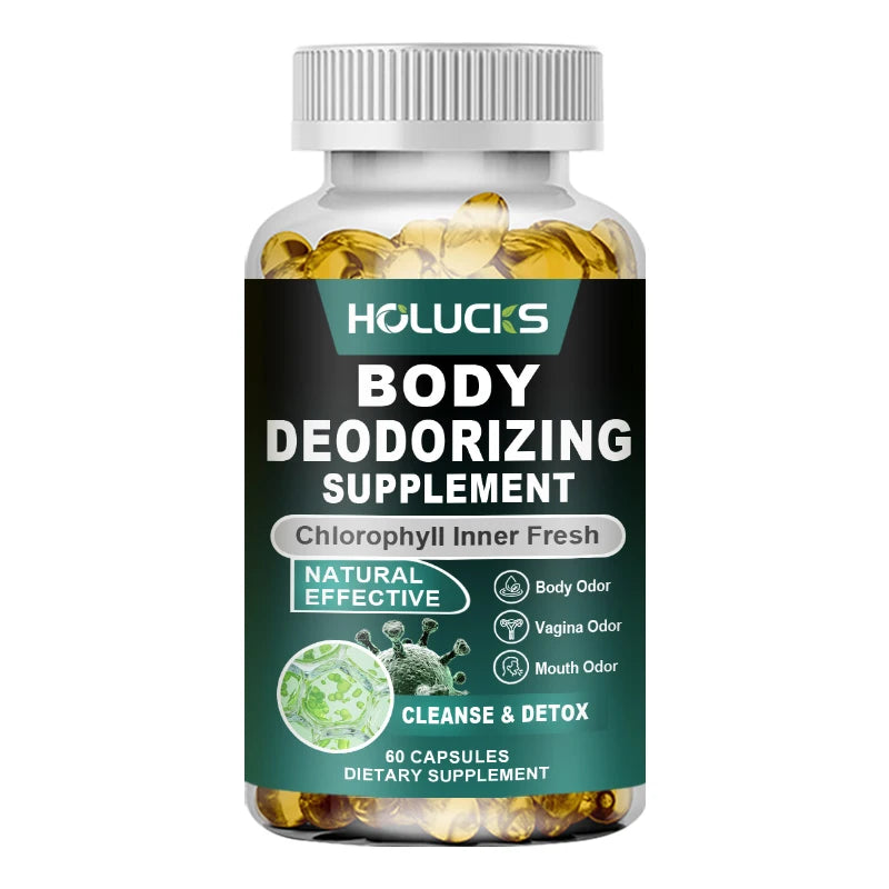 Chlorophyll Capsules Supplement, Body Deodorizing & Internal Cleanse, Support Digestion, Gut & Skin Health, Energy Boost