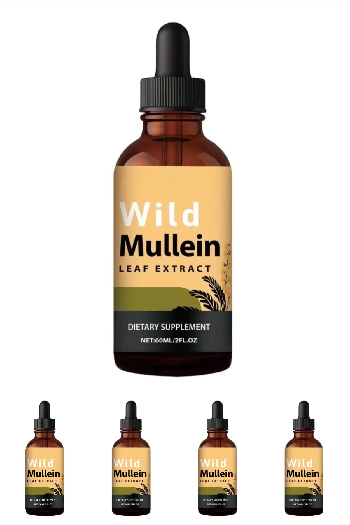 Mullein Drops Respiratory Lung Health Detox with Ginger & Lemon Extract for Smokers - Natural Lung Cleanse Mullein Leaf 60ml