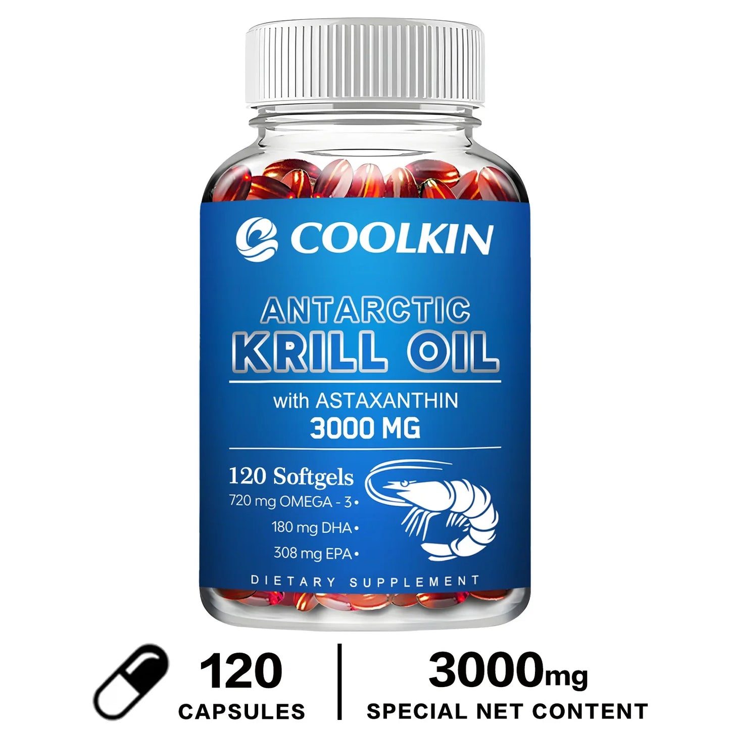 Antarctic Krill Oil Supplement - Promotes Skin, Bone and Joint Health and Supports Blood Flow
