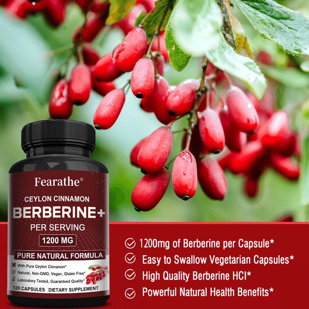 Berberine HCI & Ceylon Cinnamon Capsules, Support Cardiovascular, Gastrointestinal, Liver, Immune Health & Metabolic Balance