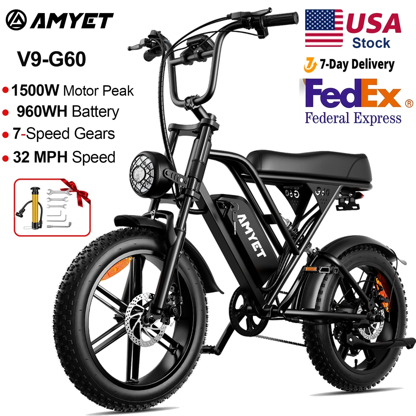 AMYET G60 1000W Electric Mountain Bike 48V 20Ah Ebike