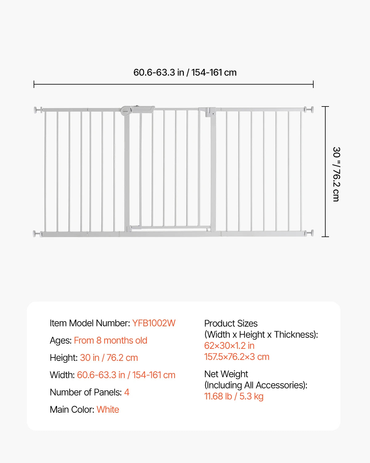 SucceBuy Baby Gate Walk-Through Pressure Mount for Pets and Kids