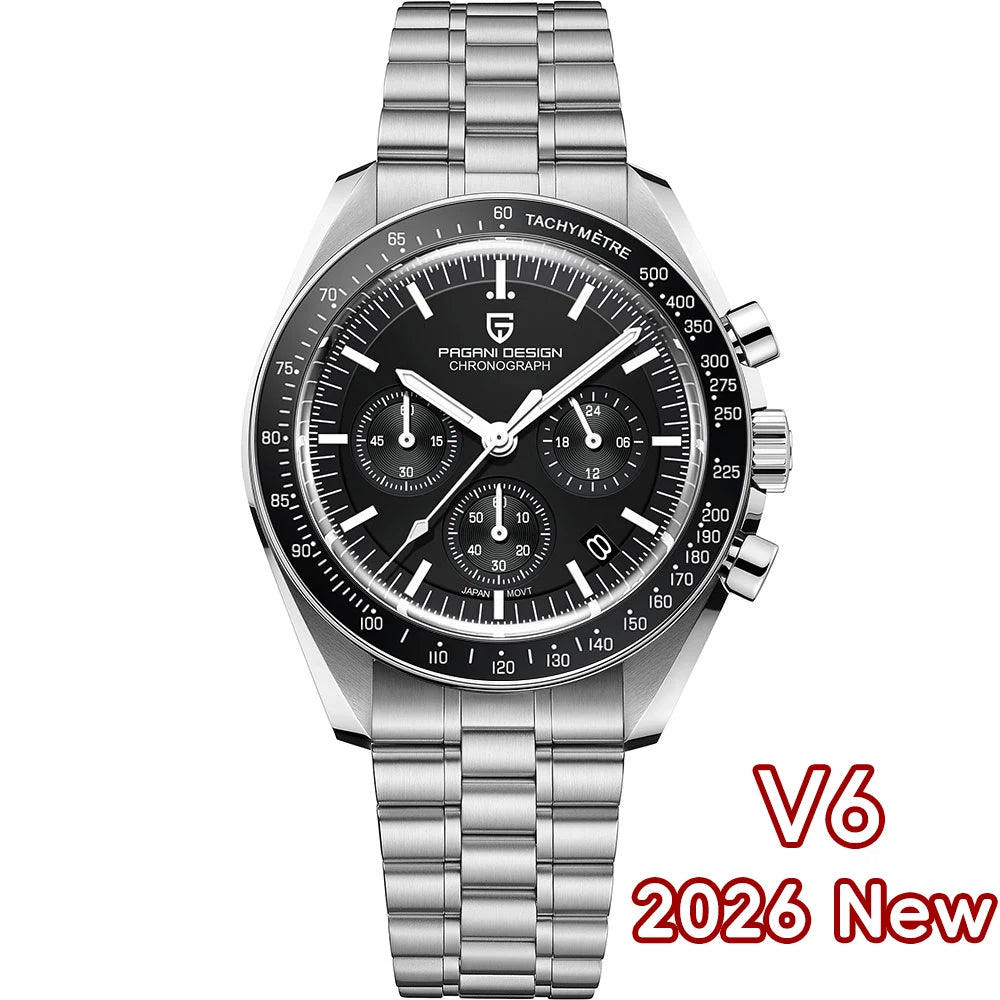 PAGANI DESIGN Luxury Quartz Chronograph Watch With Auto Date Sapphire