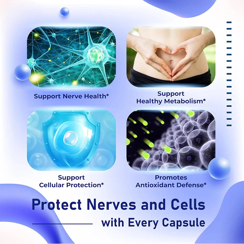 Benfotiamine Capsules, Help Maintain Healthy Glucose Metabolism, Support Nerve Health, Cellular Protection, Antioxidant Defense