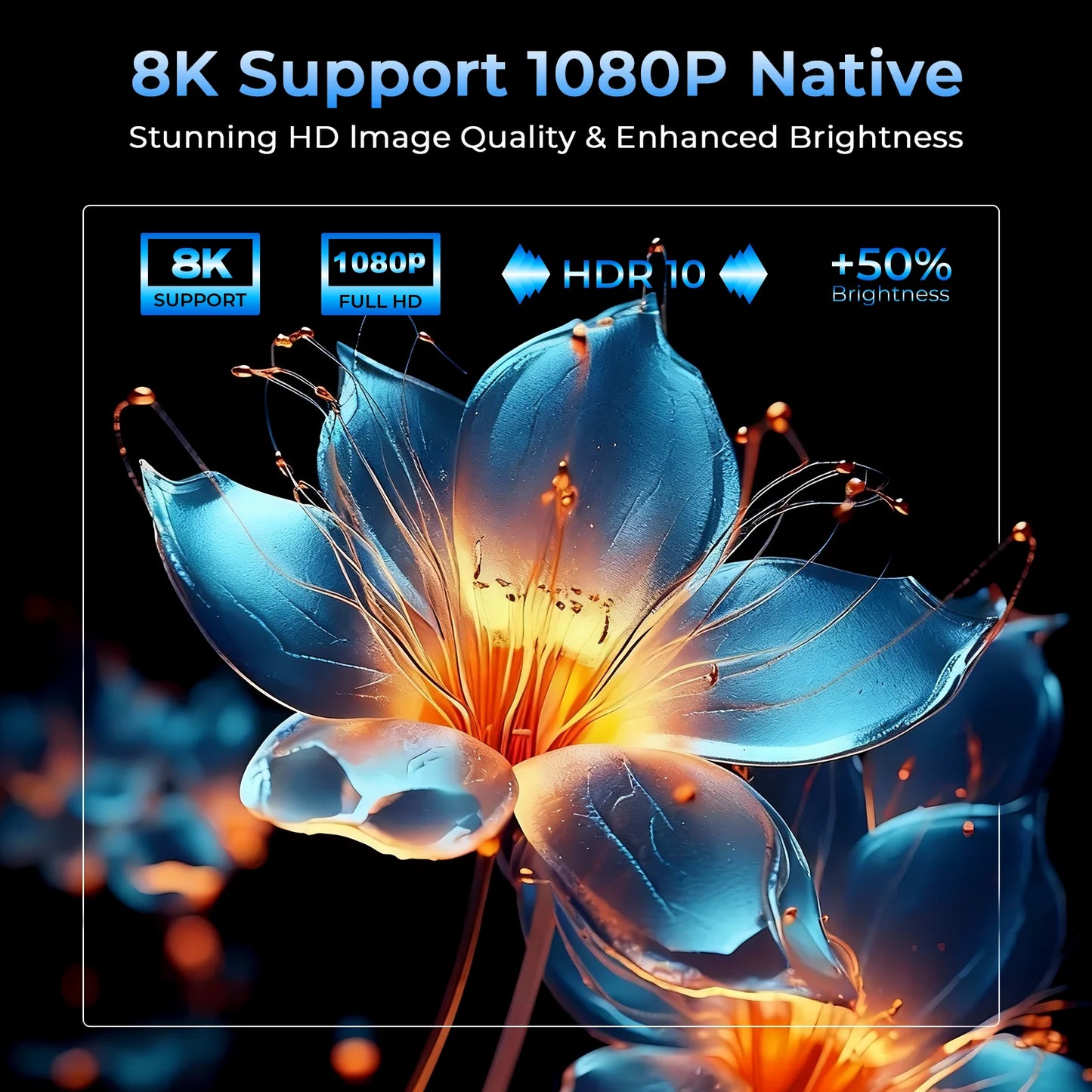 LynCast 8K Supported Home Theater Projector With 1080P Auto Focus Android 14