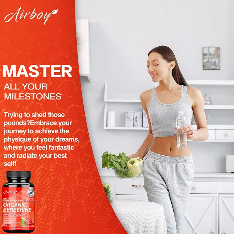 Berberine Capsules - with Ceylon Cinnamon - Blood Sugar Balance, Cardiovascular Health, Aid Digestion, Promote MetabolismSupplem