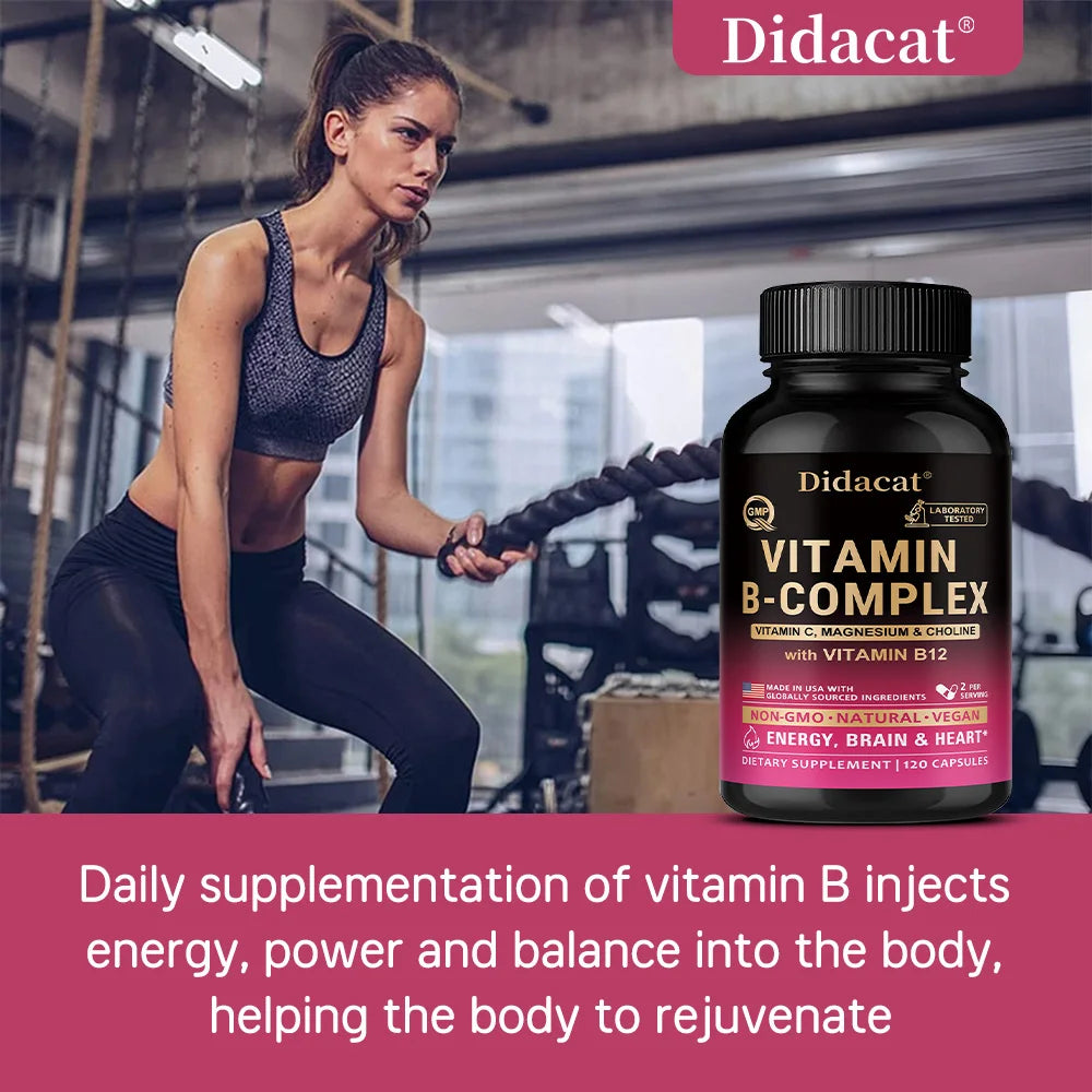 Vitamin B Complex with Vitamin C, Choline & Inositol, Support Energy Metabolism, Nerve Health, Cardio Wellness & Immune Defense
