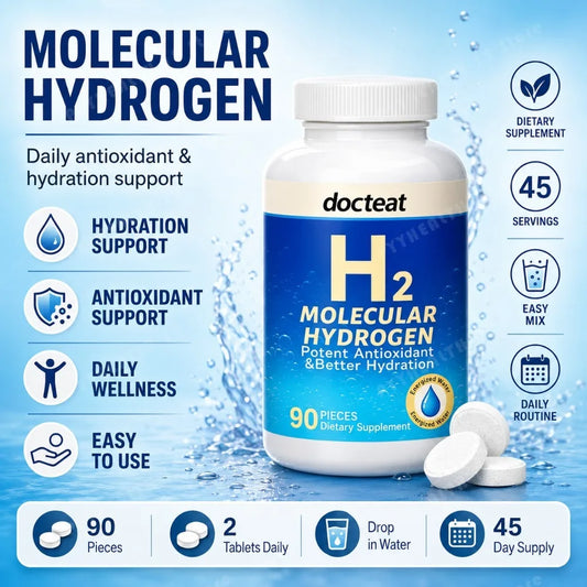 90pcs H2 Molecular Hydrogen Water Tablets with Magnesium 160mg Effervescent Drink Supplement for Travel Gym Home Hydration