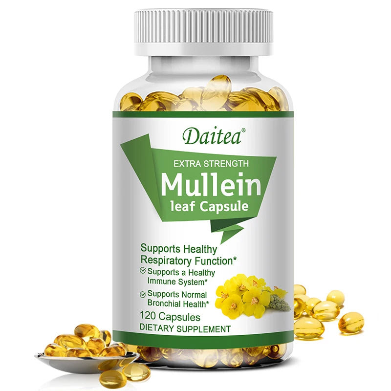 Mullein Extract Capsules, Suitable For Lung & Bronchial Cleanse for Smokers - Respiratory Health Support, Gut Health