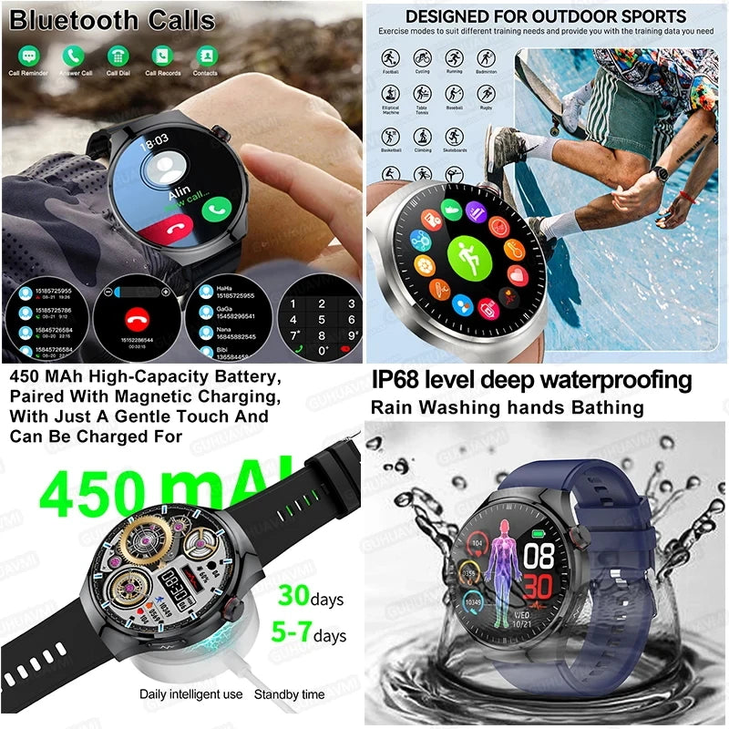 2025 New GUHUAVMI Accurate Blood Lipid Uric Acid Smart Watch Men Women ECG+PPG Blood pressure Bluetooth call Health Smartwatches