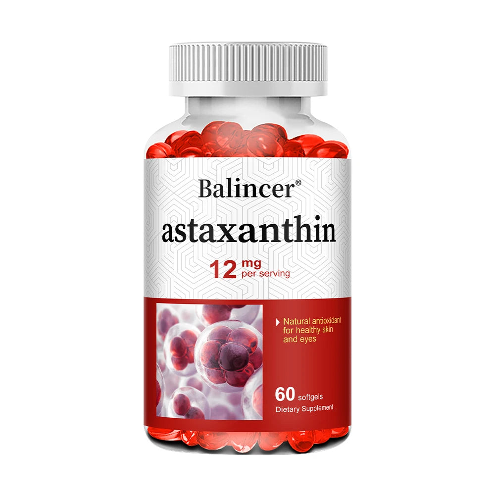 Natural Astaxanthin 12 Mg - Supports Eye, Skin, Joint, Heart and Immune Health, Antioxidant, Non-GMO, 120 Capsules