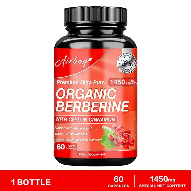Berberine Capsules - with Ceylon Cinnamon - Blood Sugar Balance, Cardiovascular Health, Aid Digestion, Promote MetabolismSupplem