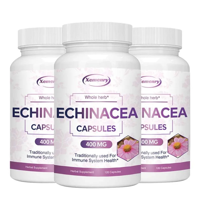 Echinacea Capsules 400 Mg - Supports Immune and Respiratory Health and Reduces The Length of Colds Supplement