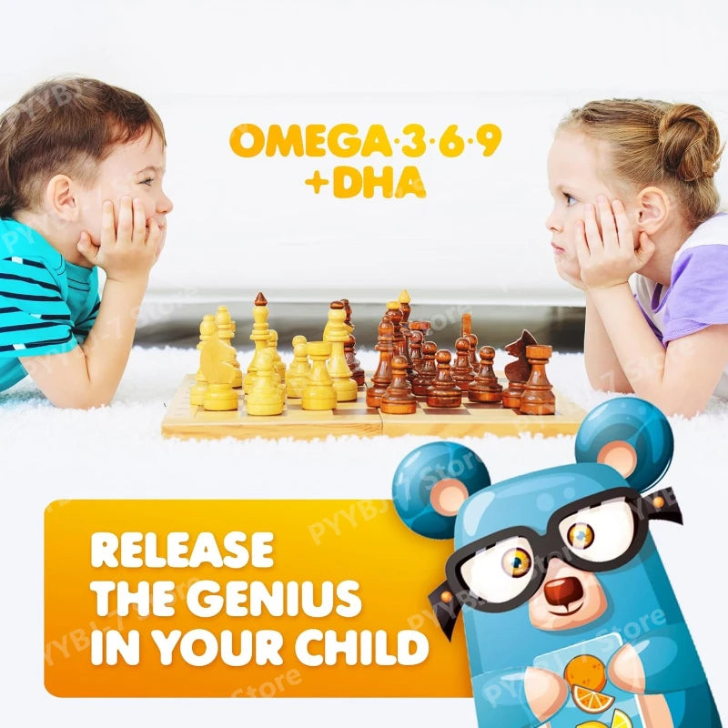 Omega 3 Kids Gummies Vegan for Kids with No Fish Oil Vitamins for Brain Heart Health Gluten Free Daily Health Supplements