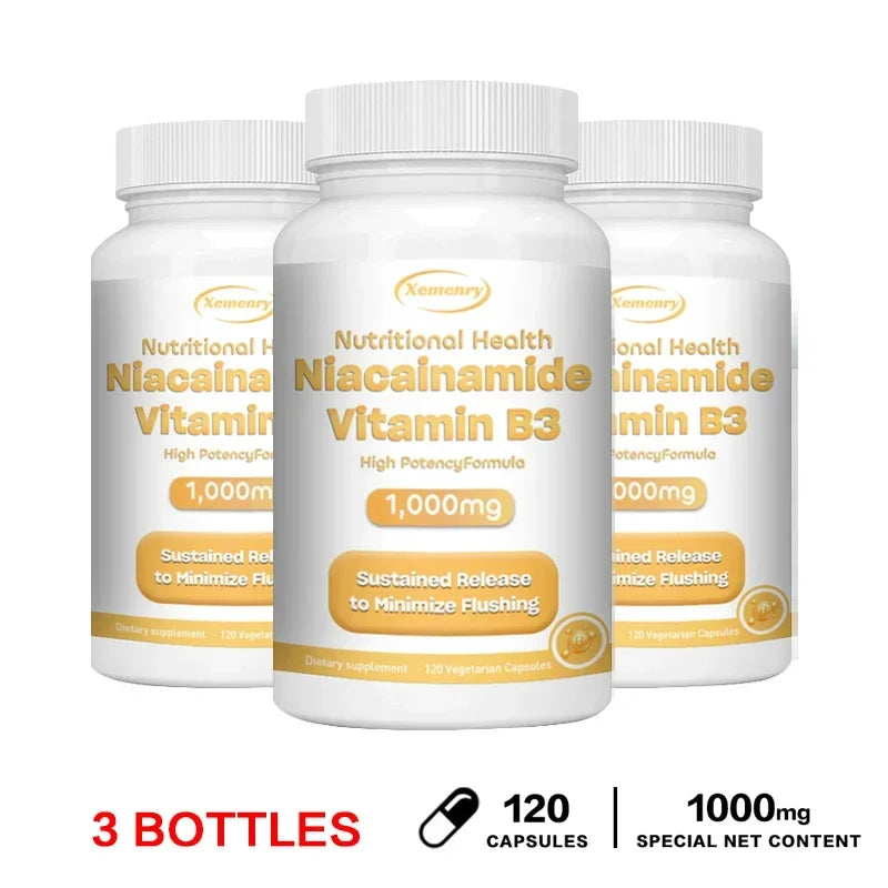 Niacinamide Vitamin B3 Capsules - Supports Brain Function and Heart Health, Boosts Energy Production, and Enhances Immunity
