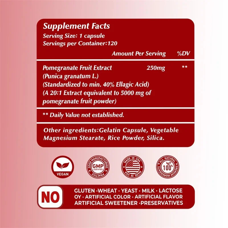 Pomegranate Extract - Strengthens The Immune System, Antioxidant,Supports Cardiovascular Health, for Heart Health Joint Support