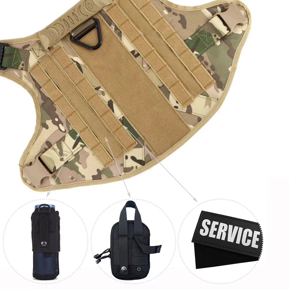 Military Grade Dog Harness Vest With Leash And Patches Set