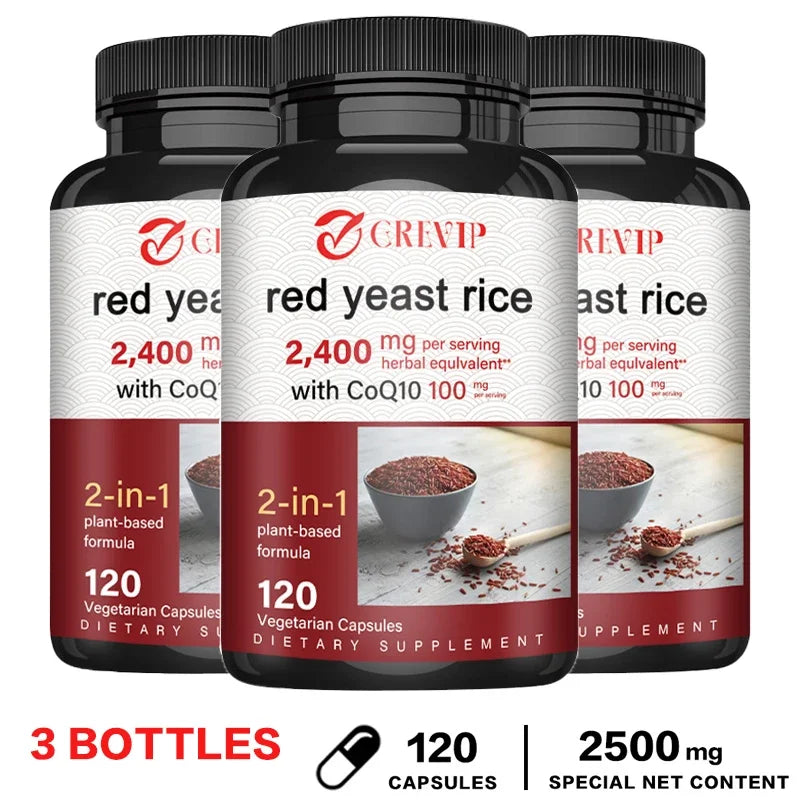 Red Yeast Rice Capsules - Benefits Cardiovascular Blood Circulation, Heart Health and Energy ProductionSupplements